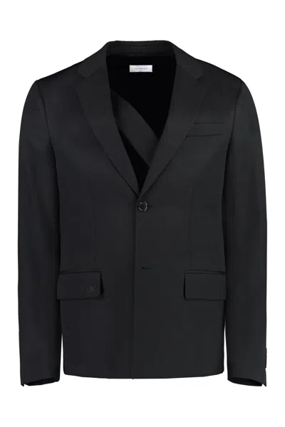 Off-white Single-breasted Virgin Wool Jacket In Black