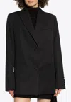 Off-white Single-breasted Wool Blazer In Black