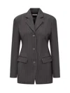 Off-white Off White Pinstriped Blazer In Grey