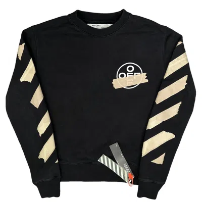 Pre-owned Off-white Size S Sweatshirt Black Gold Arrows Tape Logo Crew