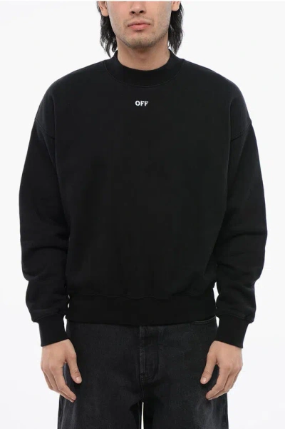 Off-white Skate-fit Brushed Cotton Crewneck Sweatshirt In Black