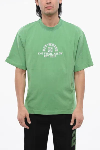 Off-white Skate-fit College Printed T-shirt In Green