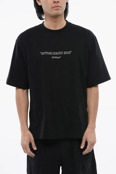 Off-white Skate-fit Est 2013 Embroidered T-shirt In Black