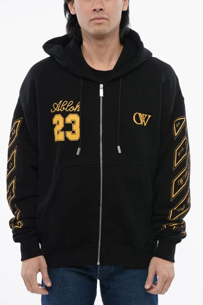 Off-white Ow 23 Zip Skate Zip-up Hoodie In Black