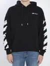 Off-white Brand-embroidery Kangaroo-pocket Relaxed-fit Cotton-jersey Hoody In Black