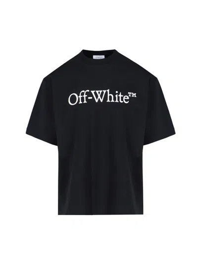 Off-white Oversized Black T-shirt With Contrasting Logo Print In Cotton
