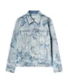 Off-white Skate Painting-print Denim Jacket In Gray