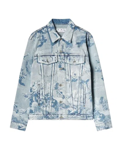 Off-white Skate Painting-print Denim Jacket In Gray