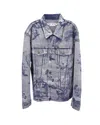 Off-white Off White Skate Renaissance Art Printed Denim Jacket In Blue Cotton In Blue