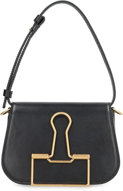 Off-white Skeleton Binder Leather Shoulder Bag In Black