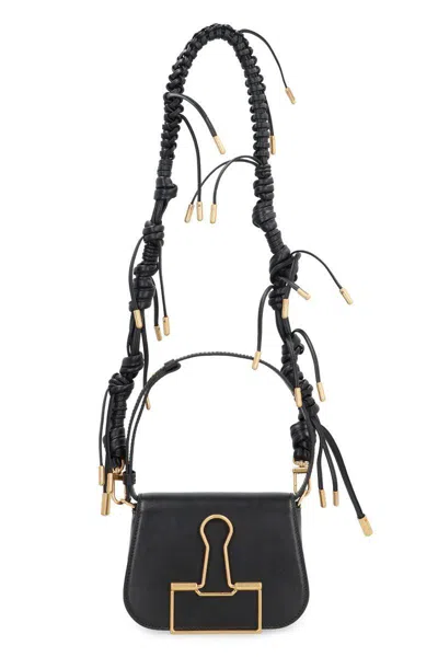 Off-white Skeleton Binder Leather Shoulder Bag In Black