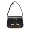Off-white Leather Skeleton Binder Shoulder Bag With Golden Detail In Black