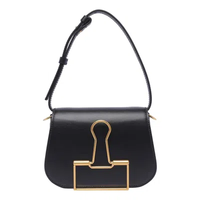 Off-white Skeleton Binder Leather Shoulder Bag In Black