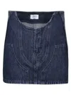 Off-white Low-waist Denim Miniskirt With 3d Detailing