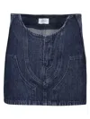 Off-white Low-waist Denim Miniskirt With 3d Detailing In Blue