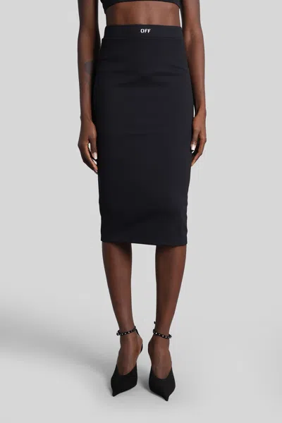 Off-white Black Pencil Skirt With Off Logo In Blue