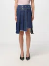 Off-white Pleated Asymmetric Denim Skirt In 牛仔布