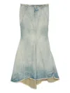 Off-white Flared Denim Maxi Skirt In Blue