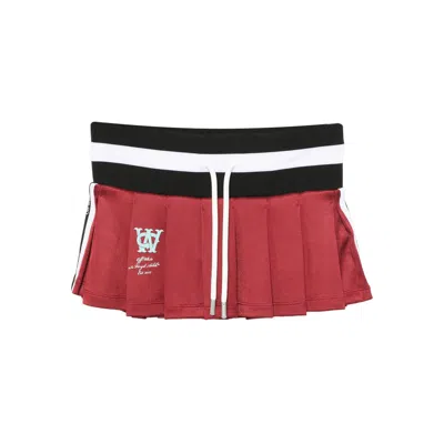 Off-white Pleated Skirt With Drawstring In Red