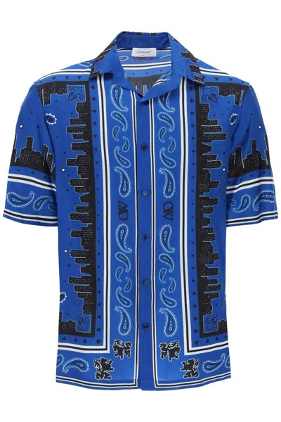 OFF-WHITE SKYLINE PAISLEY BOWLING SHIRT WITH PATTERN