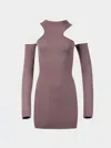 Off-white Asymmetric Logo-embossed Cold-shoulder Midi Dress In Purple