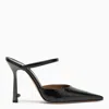 OFF-WHITE SLEEK BLACK LEATHER SLINGBACK POINTED PUMPS FOR WOMEN