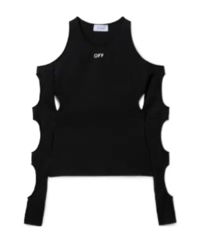 OFF-WHITE OFF-WHITE CUT-OUT LONG-SLEEVED TOP