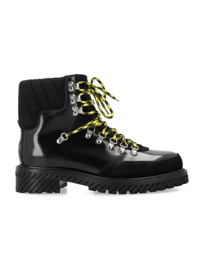 Off-white Sleek Lace-up Boots For Men: A Must-have For Fall/winter 2024 In Black