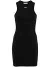 Off-white Sleek Rowing Logo-print Mini Dress In Black