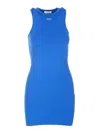 Off-white Stretch Fabric Tank Dress With Printed Logo In Blue