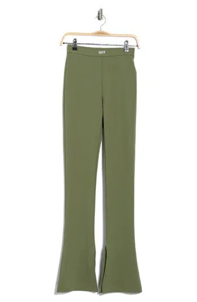 Off-white Sleek Split Cuff Flare Leggings In Green