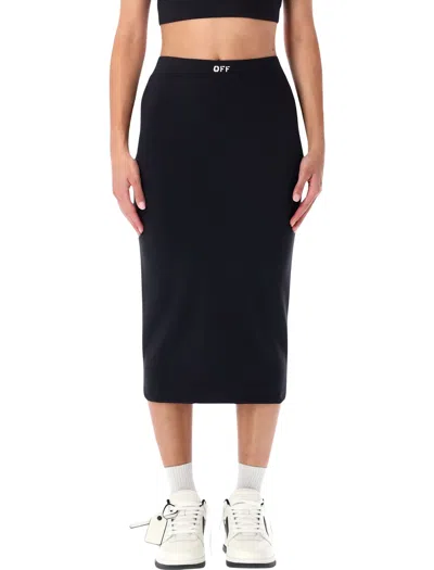 Off-white Black Pencil Skirt With Off Logo