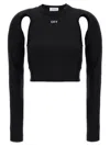 Off-white Cropped Top With Cut-out Shoulder Details