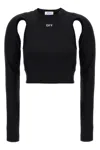 Off-white Cropped Top With Cut-out Shoulder Details