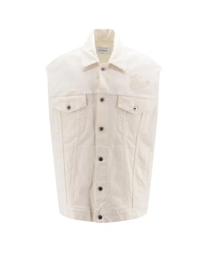 Off-white Sleeveless Jacket With '90s Logo In White