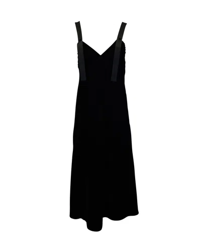 Off-white Sleeveless Midi Dress In Black Polyester