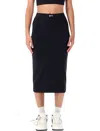 Off-white Comfortable Midi Skirt Elastic Waistband In Black