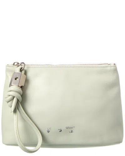 Off-white ™ Slider Zipped Leather Pouch In Green