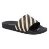 Off-white Sliders 'diagonal Stripe - Black Beige' In Black