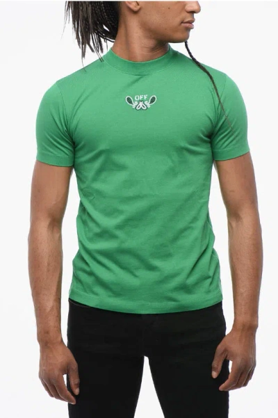 Off-white Slim-fit Bandana Embroidered T-shirt In Green