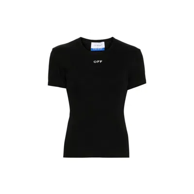 Off-white Off White Slim Fit Ribbed T Shirt For In Black