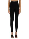 Off-white Slim-fit Black Leggings With Logo Adornment