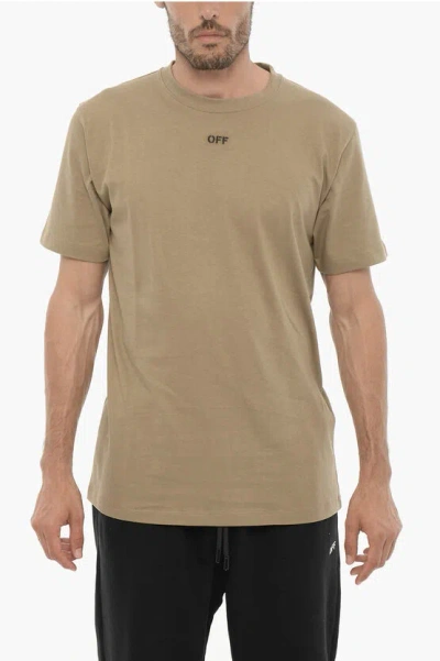 OFF-WHITE SLIM FIT CREW-NECK T-SHIRT WITH EMBROIDERED LOGO