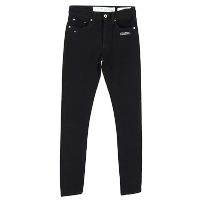 Off-white Slim-fit Printed Denim Jeans In Black Cotton