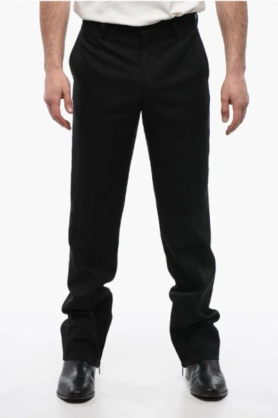 Off-white Slim-fit Tech Drill Pants With Bottom Zip In Black