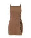 Off-white Logo Printed Mini Dress In Brown