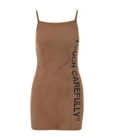 OFF-WHITE OFF-WHITE LOGO DETAILED SLEEVELESS DRESS