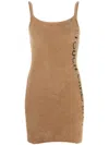 Off-white Logo Printed Mini Dress In Camel