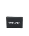 Off-white Slogan Leather Card Holder In Black