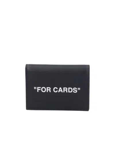 Off-white Slogan Leather Card Holder In Black